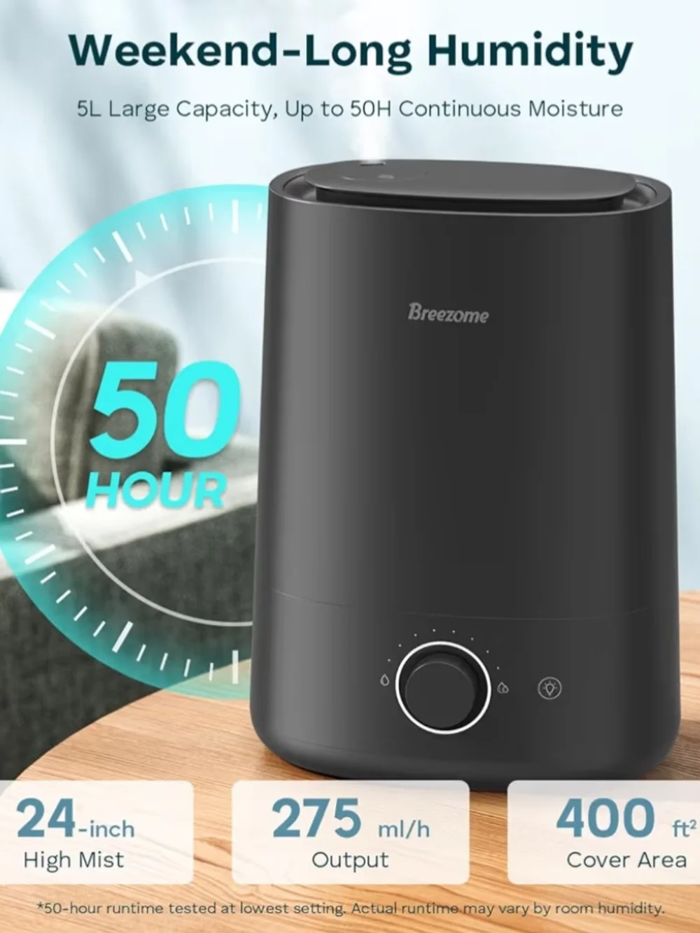 Humidifier And Essential Oil Diffuser Breezome Color Black Ultrasonic NIB